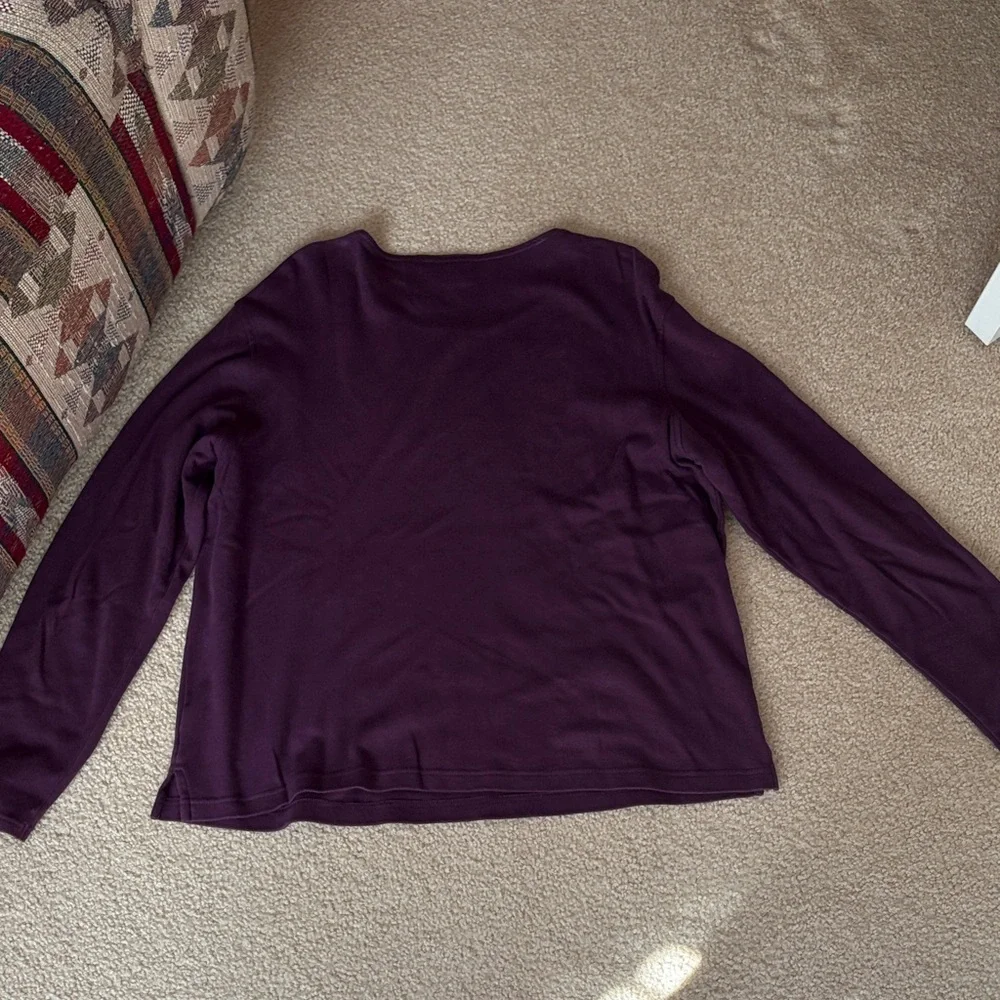 Classic Elements Purple Floral Embroidered Long Sleeve Top (Size: Women’s XL) - Picture 3 of 3